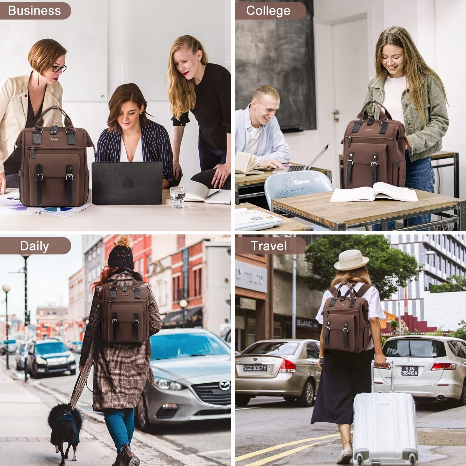 Stylish 15.6" Laptop Backpack for Women   Work, Travel, Commuter, College Bag3