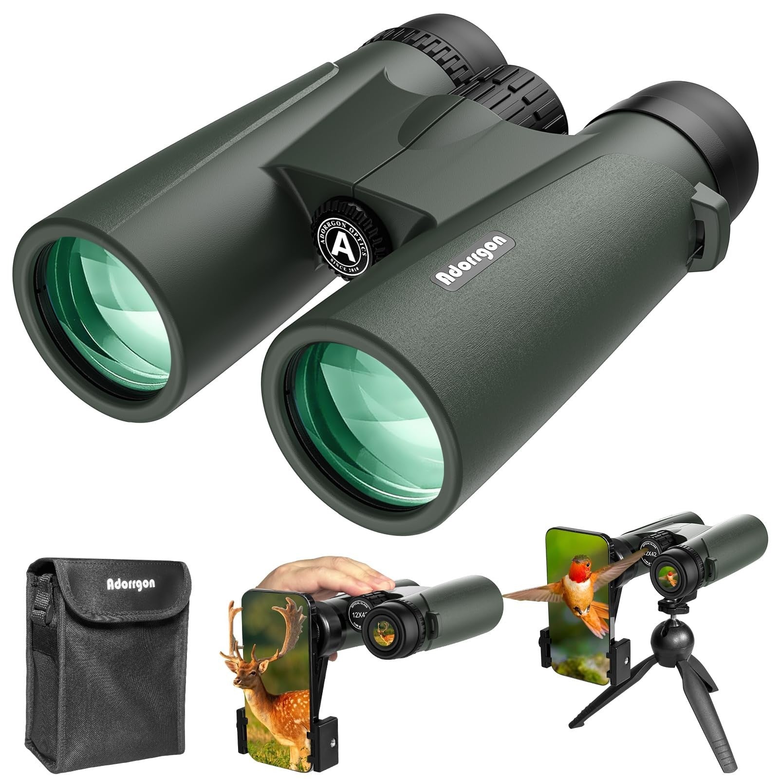 High-Powered 15x45 Binoculars with Tripod & Phone Adapter - Clear Low Light Visi0