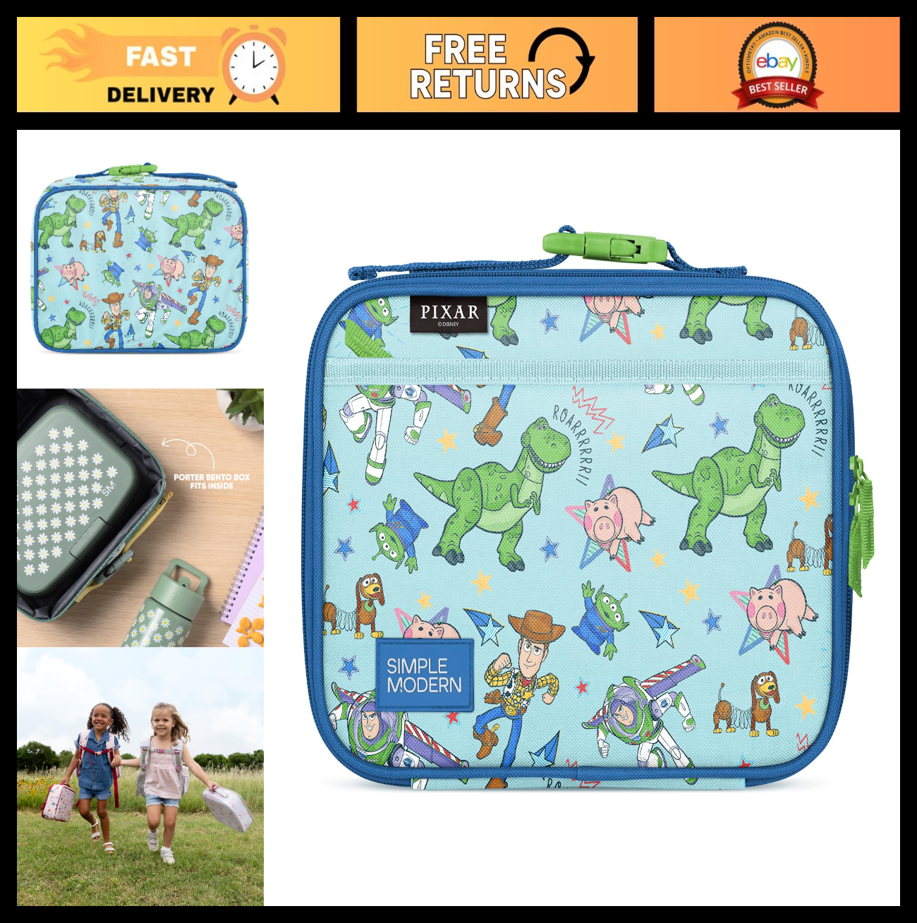Cute Kids Lunch Box for School | Toy Story Bento Bag | Fits Lunch Containers | S0