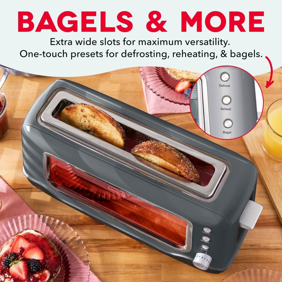 Extra Wide Slot Toaster with See-Through Window, Defrost & Reheat Functions, Aut4