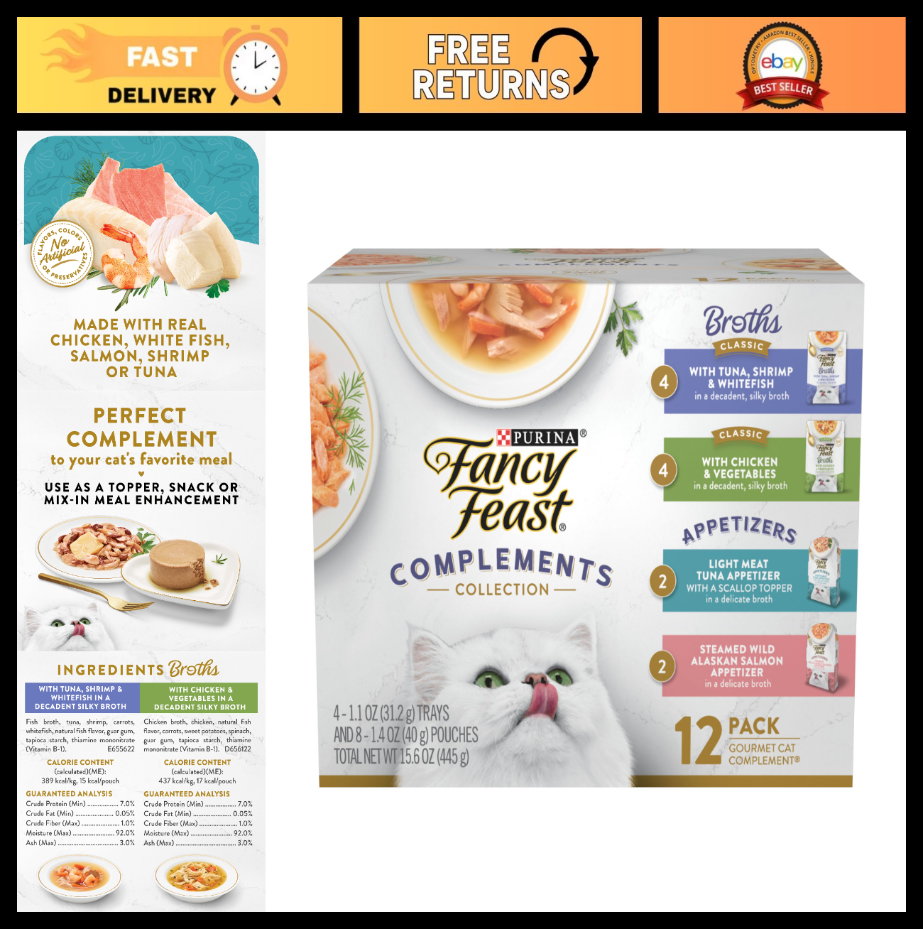 Grain Free Lickable Cat Food Appetizers & Broths Variety Pack   24 Total Pouches0