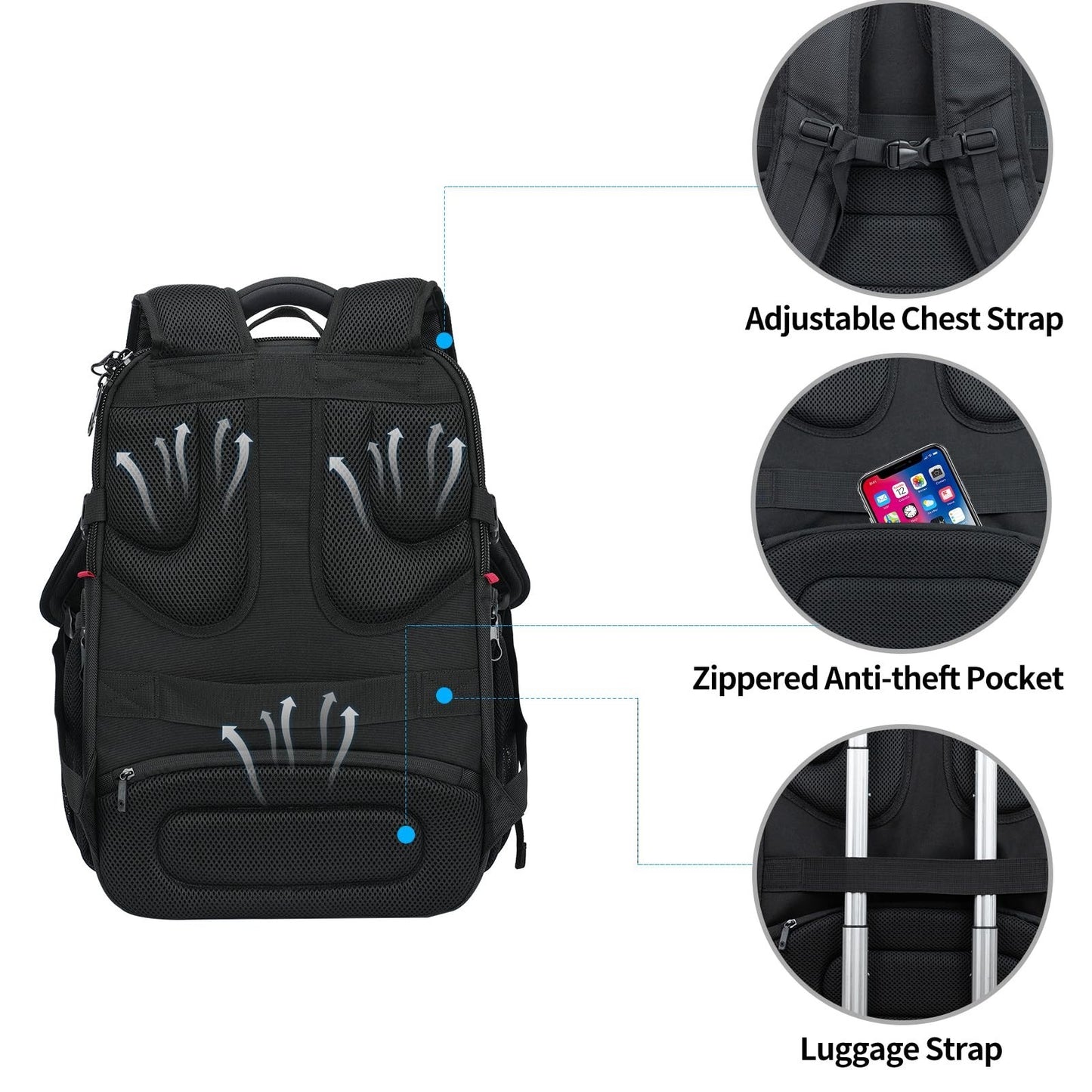 Spacious 18.4" Laptop Backpack for Men & Women   College, Travel, Work, Durable5