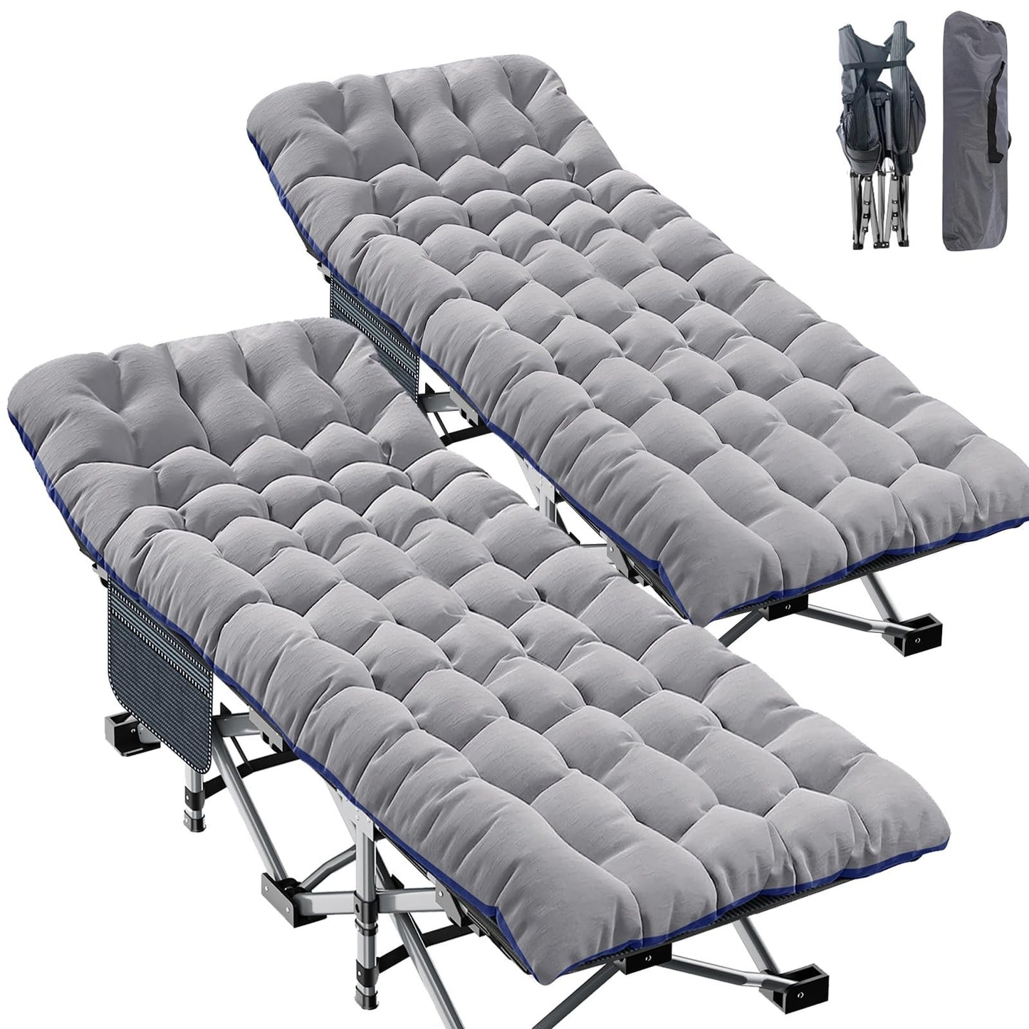 XXL Folding Camping Cot for Adults   32" Wide, 900 lb Capacity, 2 Pack, Removabl1