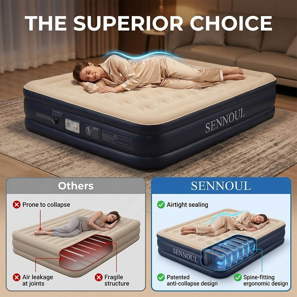 King Size Air Mattress with Built in Pump, Quick Inflate/Deflate, 750lbs Capacit4
