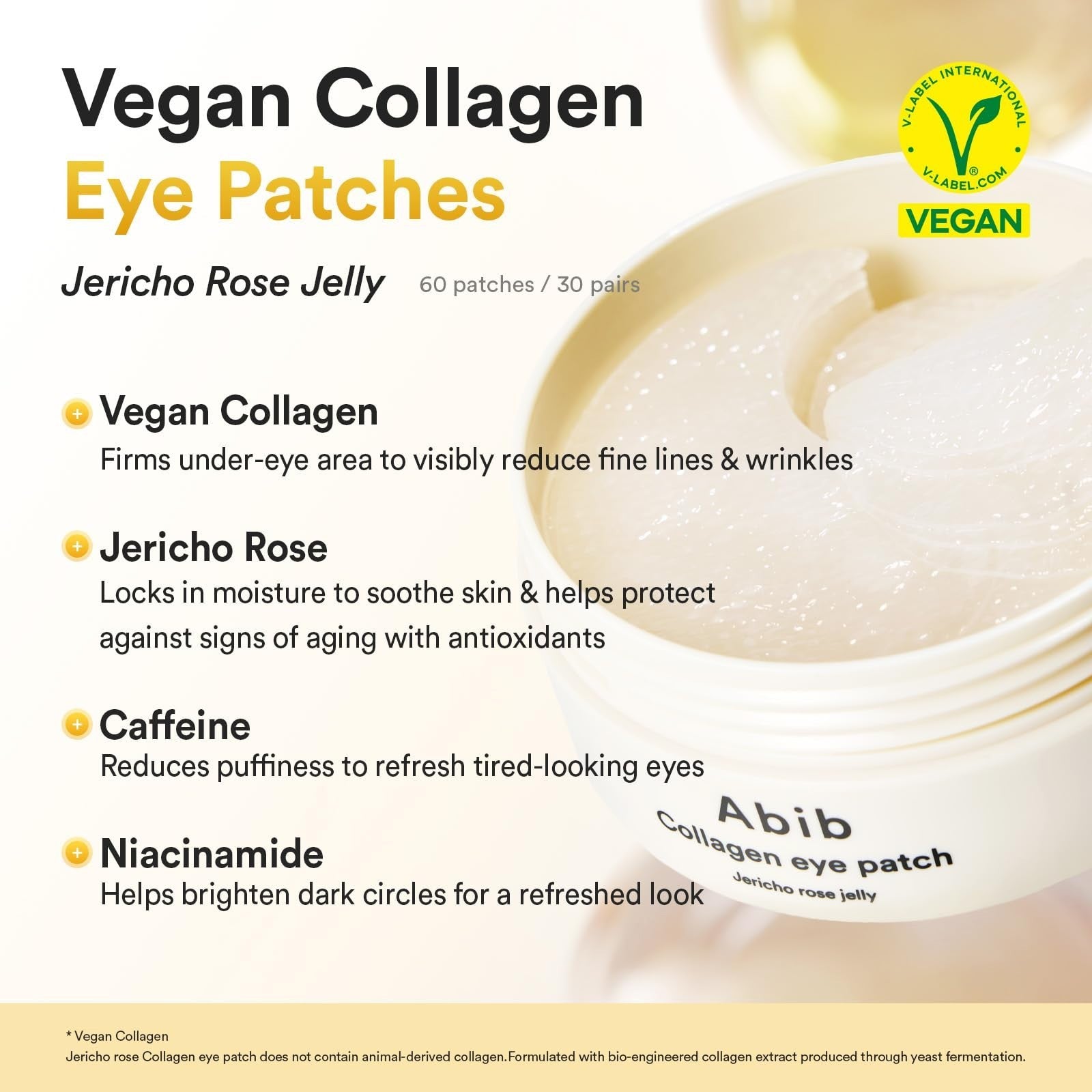 Vegan Collagen Eye Patches for Wrinkles & Fine Lines, Jericho Rose Jelly, 60 Cou4