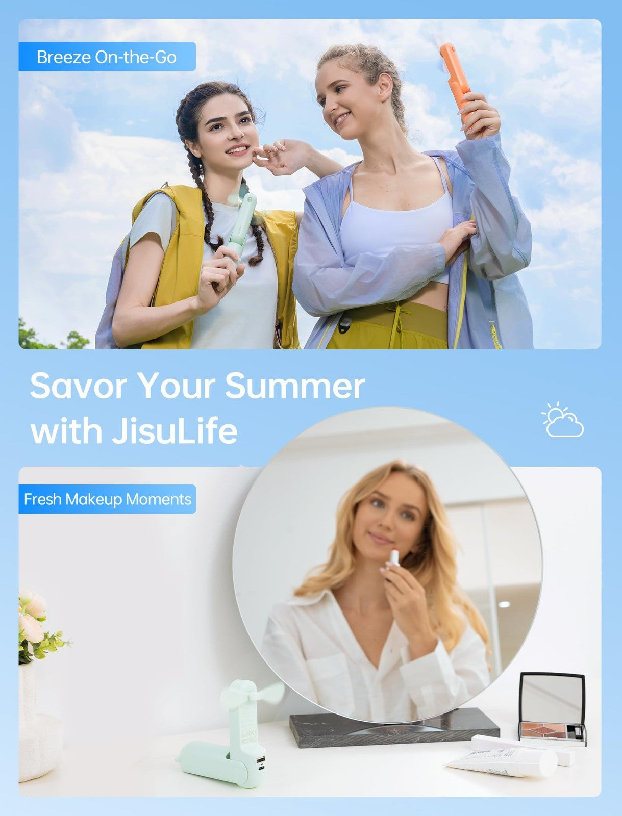 3 in 1 Portable Fan with Power Bank & Flashlight | USB Rechargeable, 19H Cooling5