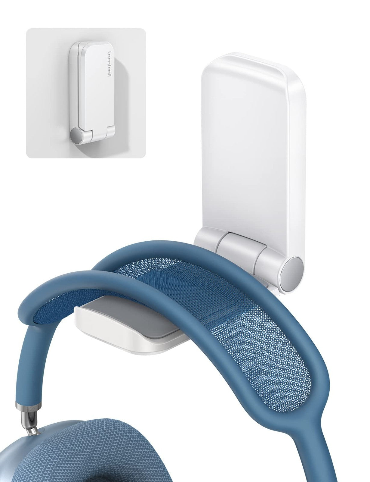 Headphone Stand & Adhesive Headset Hanger | Under Desk Hook Mount Clip, White1