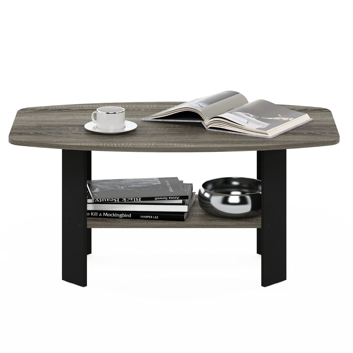 Modern Coffee Table - Simple Design, French Oak Grey & Black Finish, Living Room3