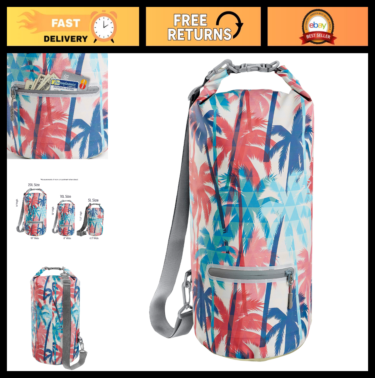 Waterproof Roll Top Dry Bag - 5L, 10L, 20L - Lightweight, Durable & Versatile0