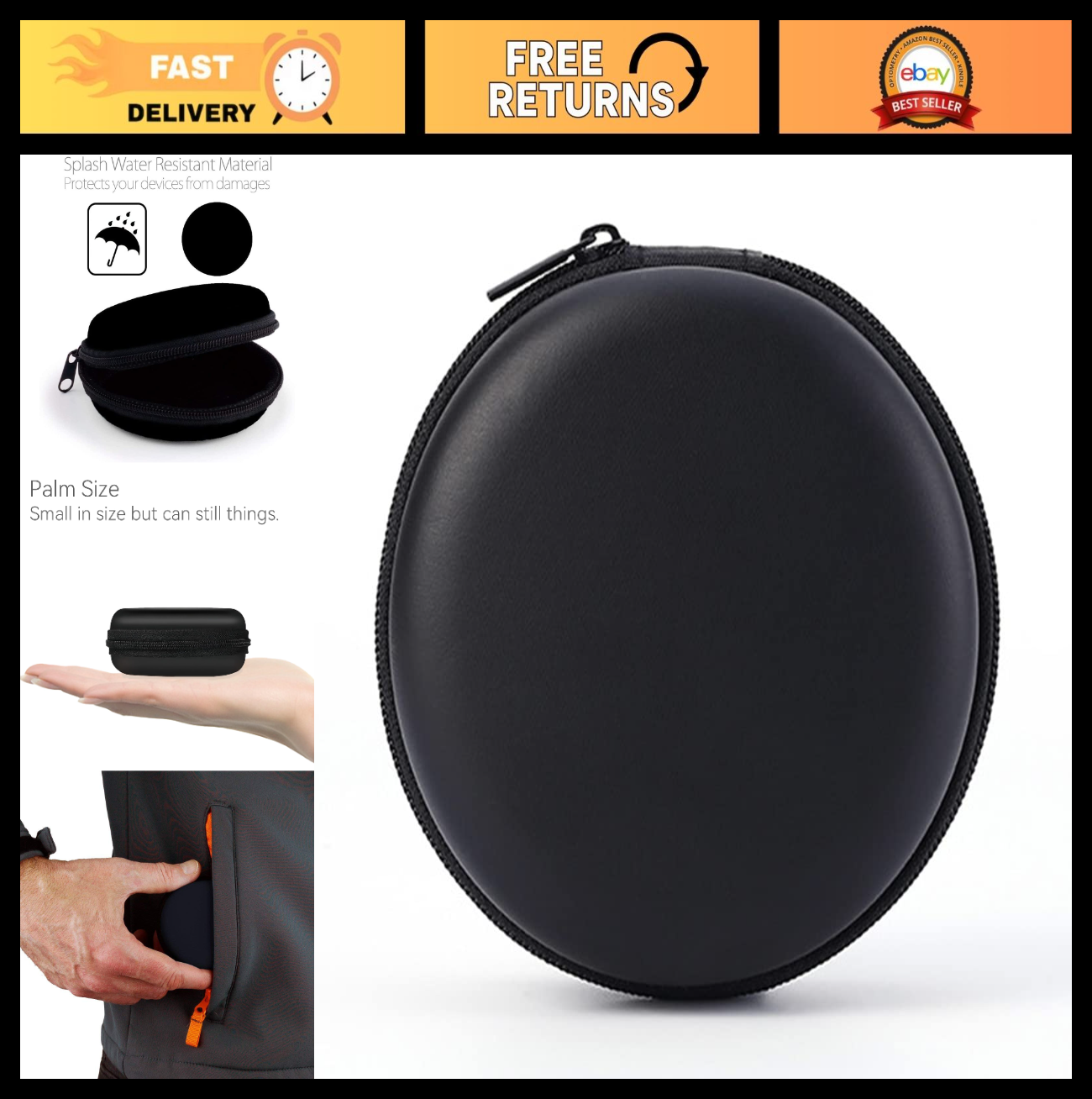 Hard Protective Earphone Case for Headphones & Earbuds   Portable Carrying Bag0