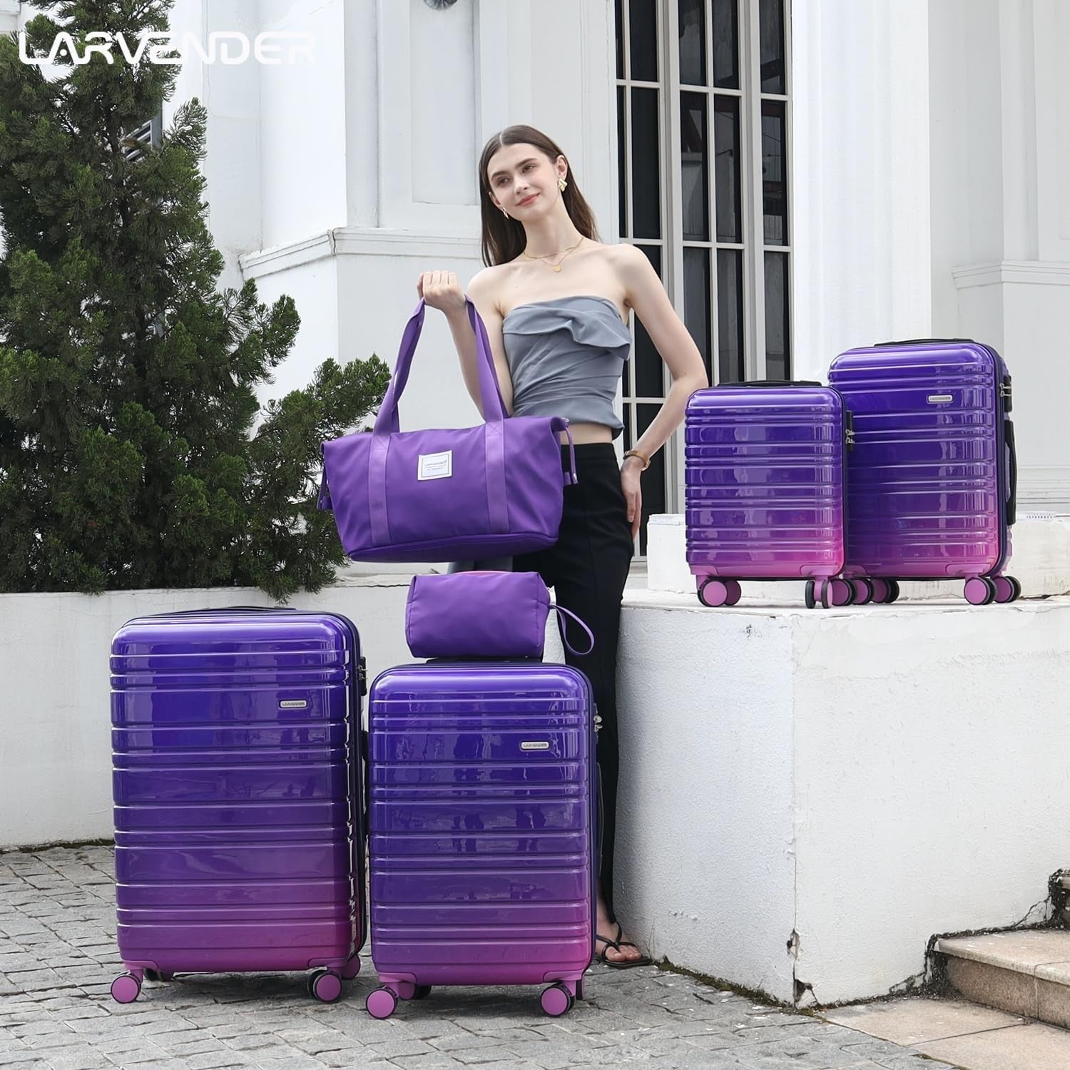 6-Piece Expandable Luggage Set, Lightweight Hardshell Suitcases, TSA Lock, 360°8