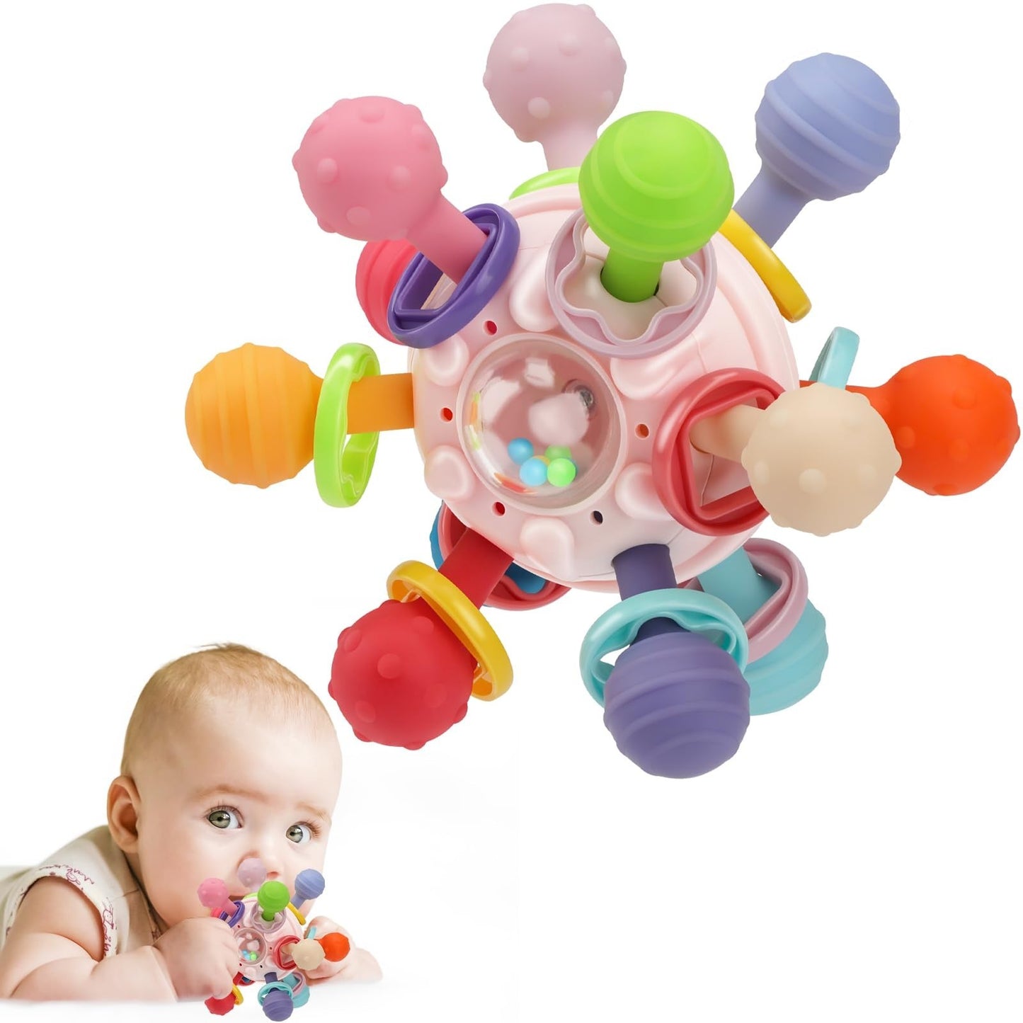 Montessori Sensory Teething Toys for Infants 0 18 Months, BPA Free, Textured Bal1