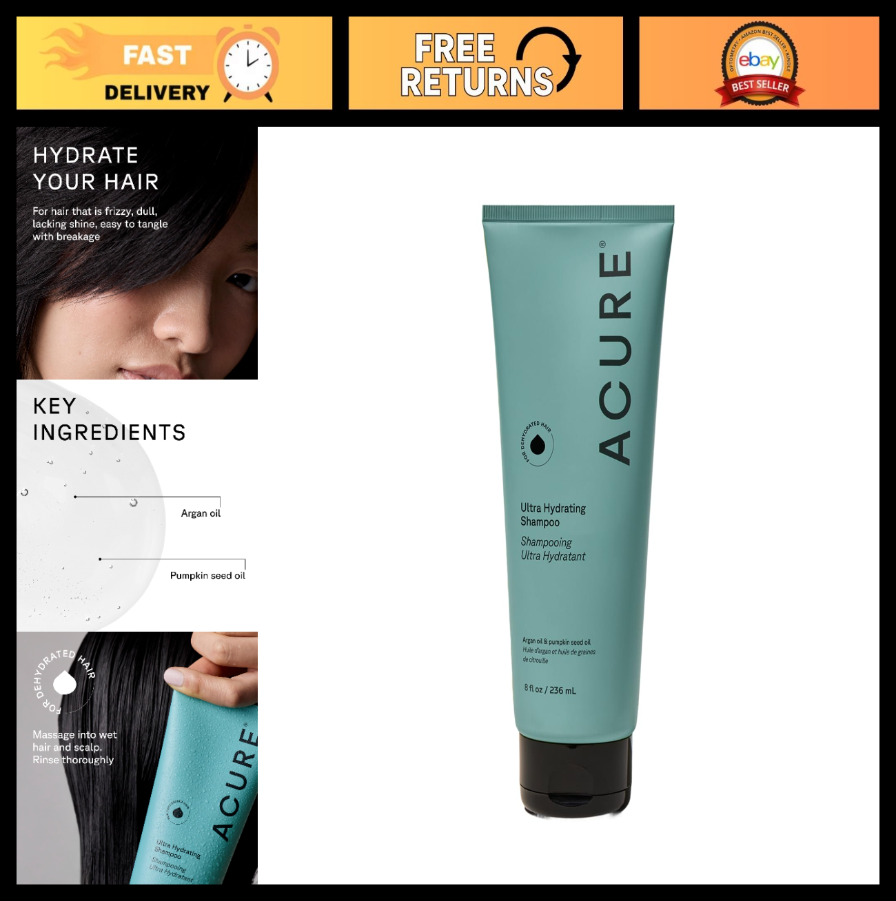 Ultra Hydrating Shampoo - Moisturizes & Softens Hair - 8 fl oz - Sulfate-Free0