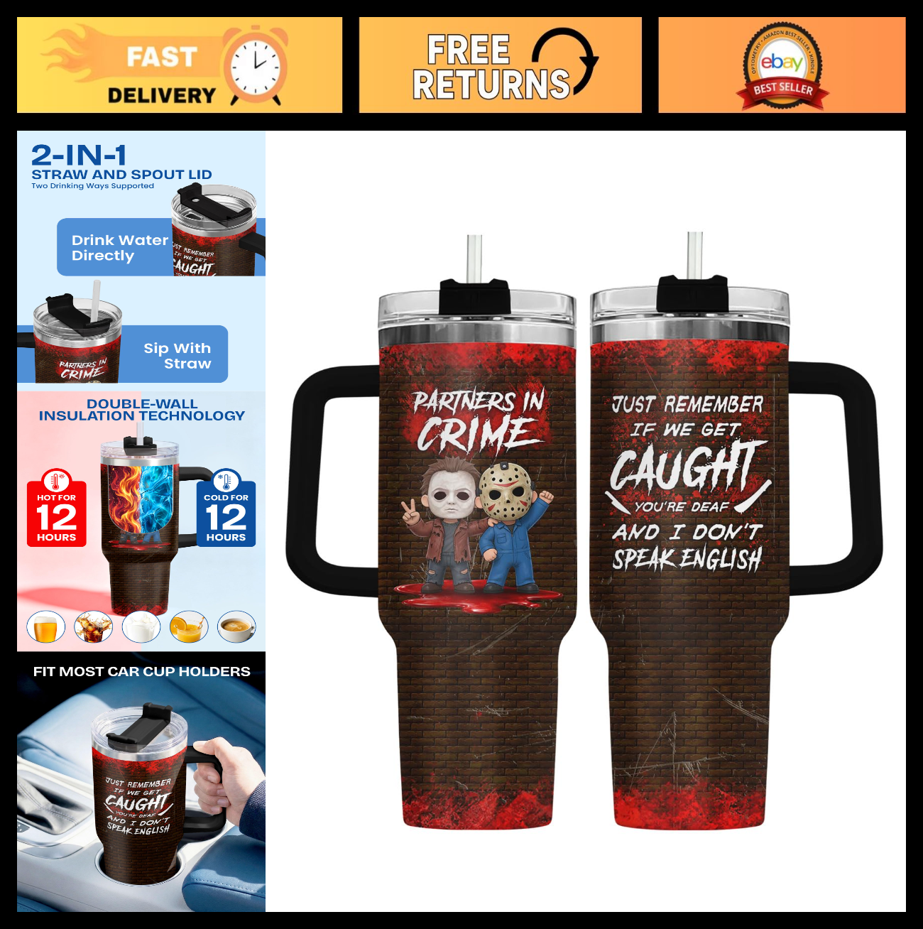 34oz Insulated Tumbler   Funny Dark Humor Mug, Gothic Travel Cup, Spooky Gift0