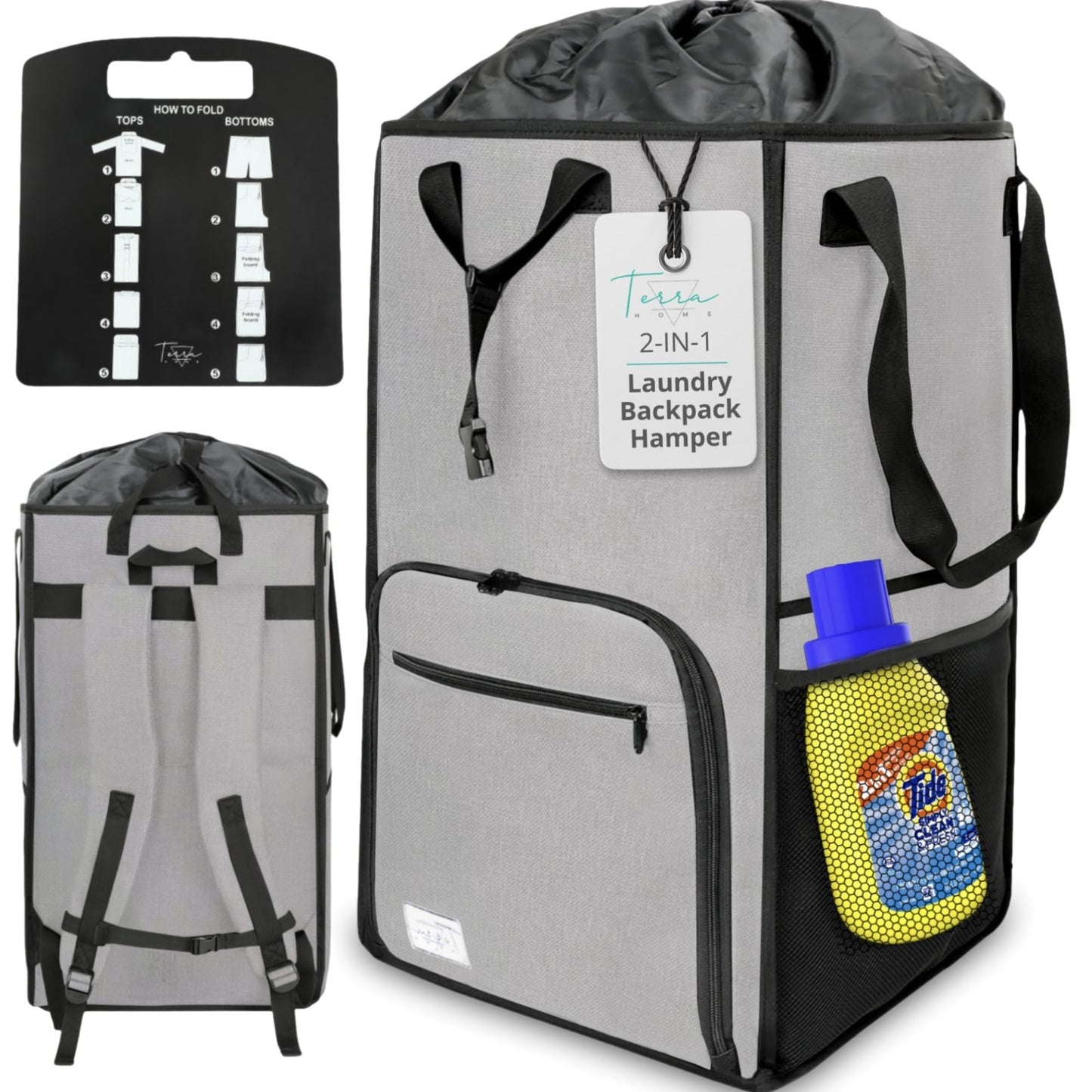Extra Large Portable Laundry Bag with Chest Strap - Collapsible Hamper for Colle1