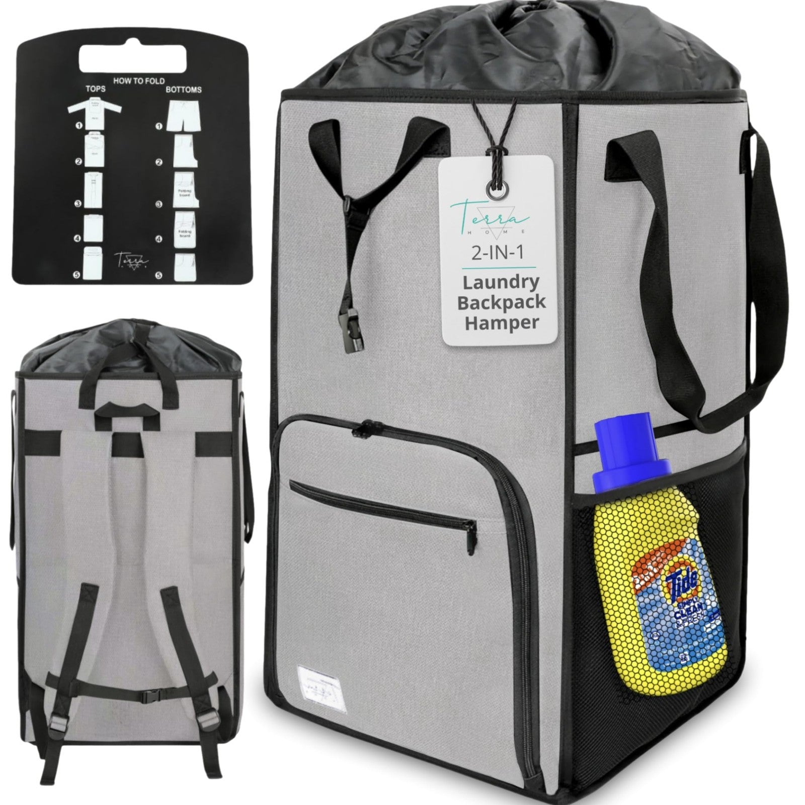 Extra Large Portable Laundry Bag with Chest Strap - Collapsible Hamper for Colle1