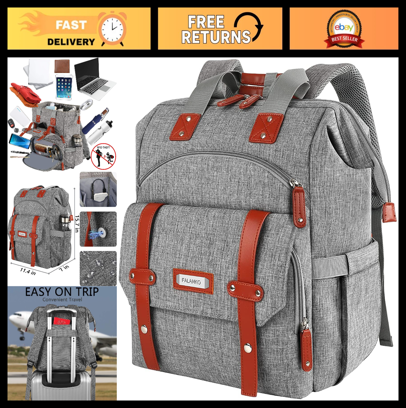 Stylish 15.6" Laptop Backpack for Women   Water Resistant, College, Travel, Work0