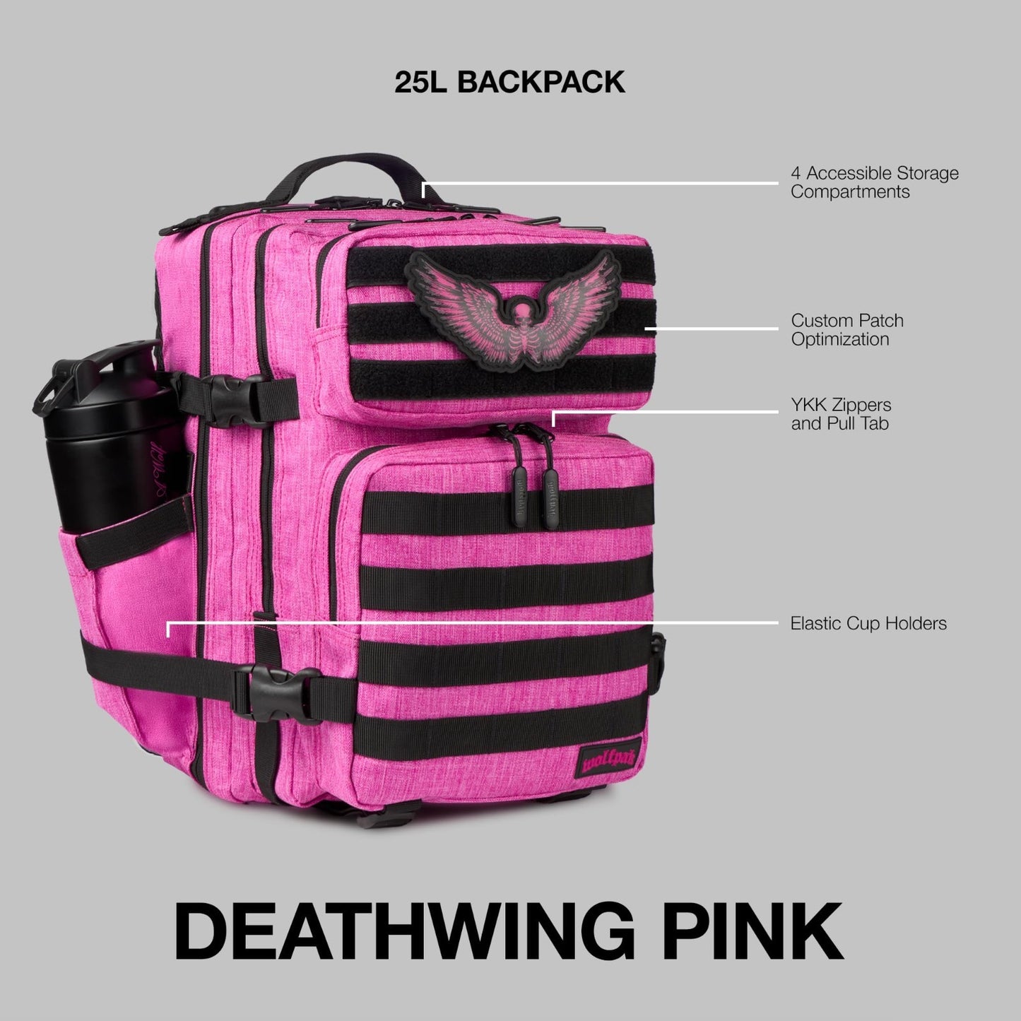 Durable 25L Athletic Gym Backpack   Waterproof Oxford, MOLLE Webbing, Laptop Poc1