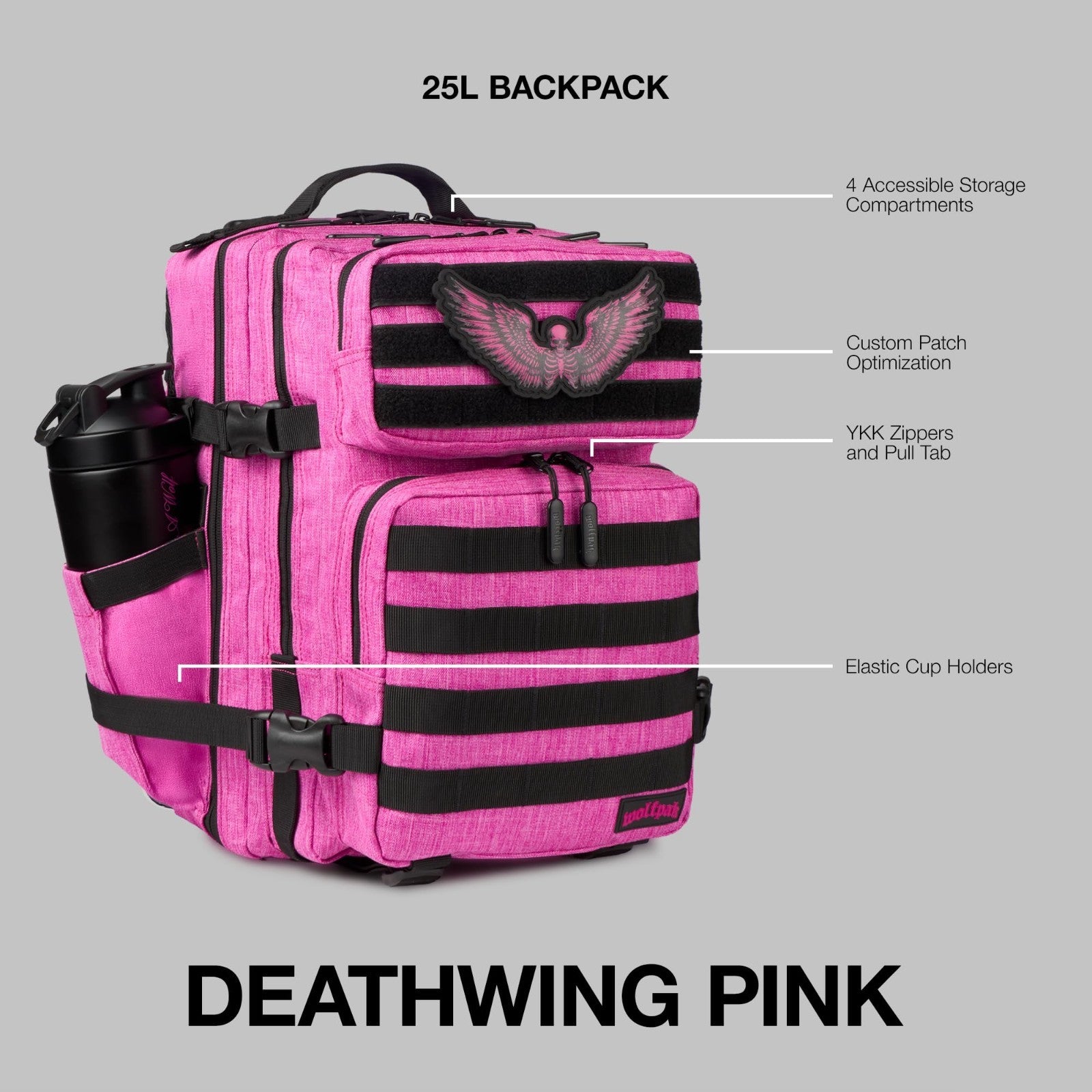Durable 25L Athletic Gym Backpack   Waterproof Oxford, MOLLE Webbing, Laptop Poc1