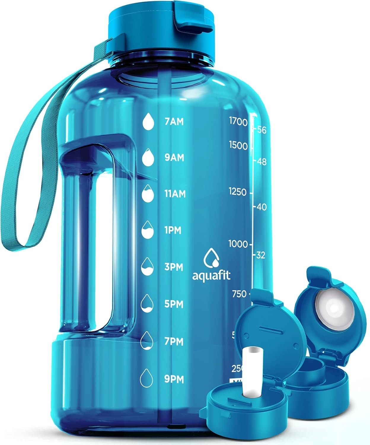 Optimized eBay Title:  64 oz Water Bottle with Time Marker - BPA Free Gym Jug w1