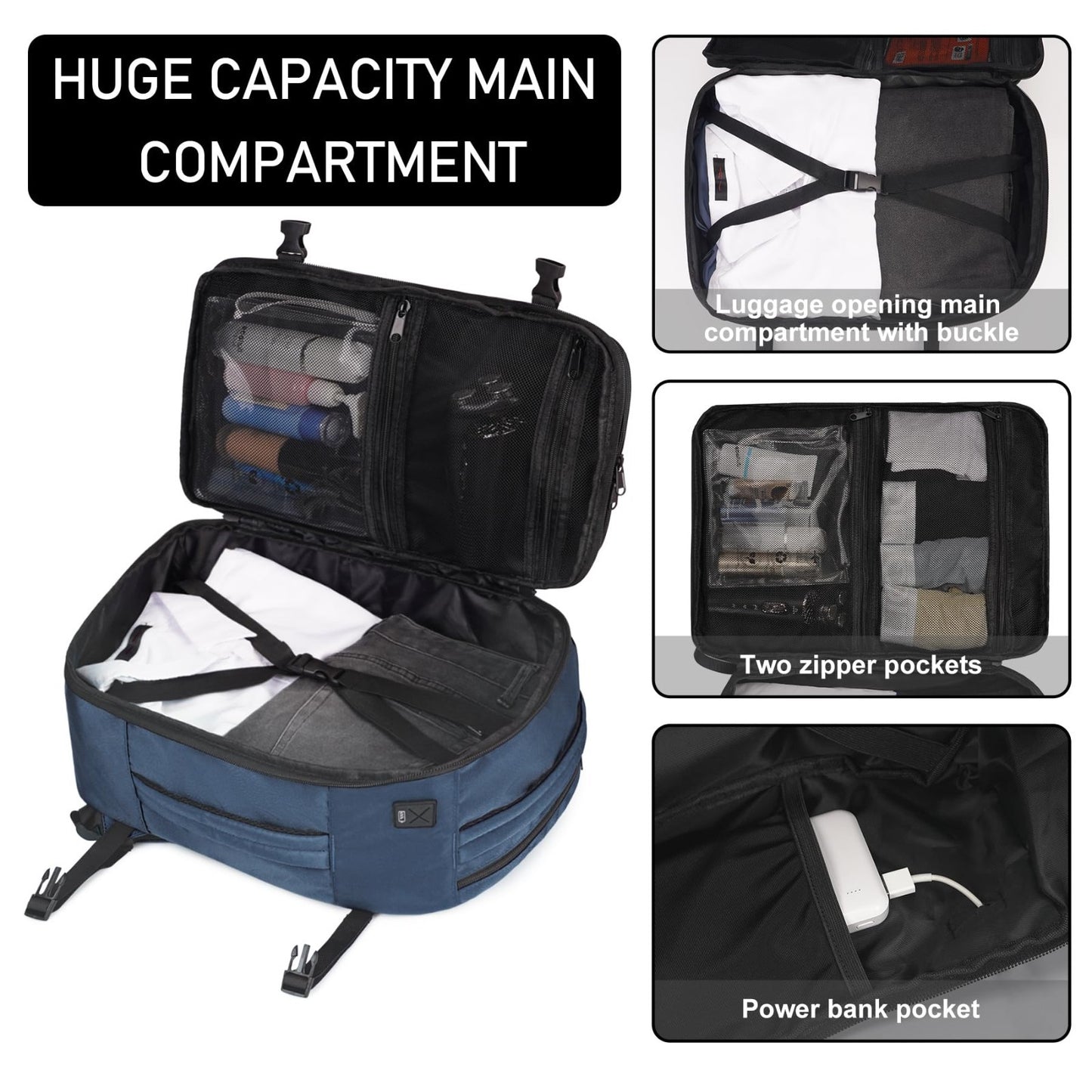 Large Waterproof Travel Backpack with Charging Port   Airline Approved Carry On3