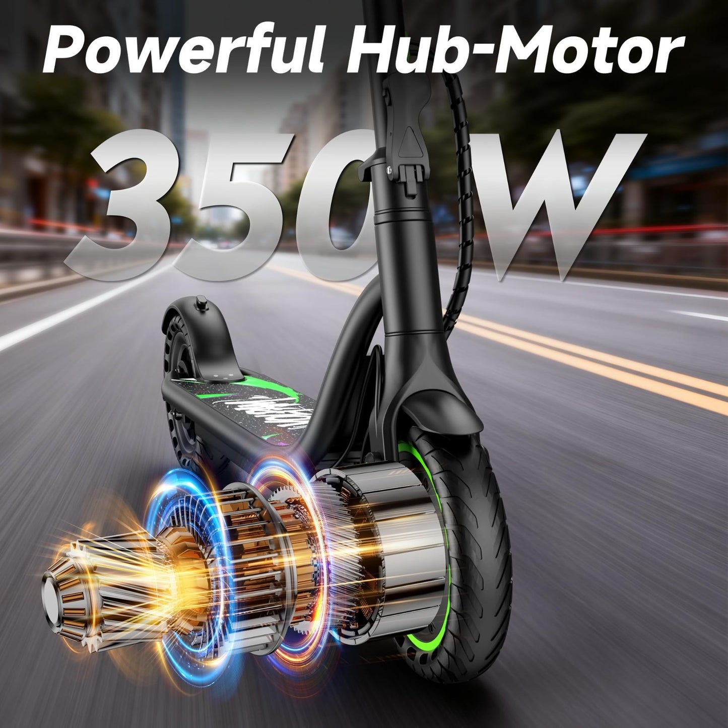 Powerful Electric Scooter 350W/500W Motor, 19MPH Speed, 21-28 Miles Range, Foldi2