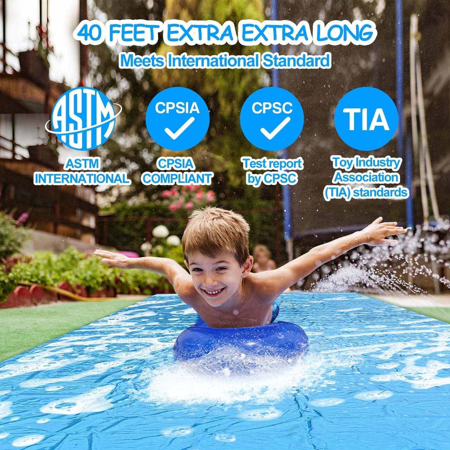 40FT Giant Slip Water Slide for Kids & Adults   Heavy Duty Backyard Summer Fun,1