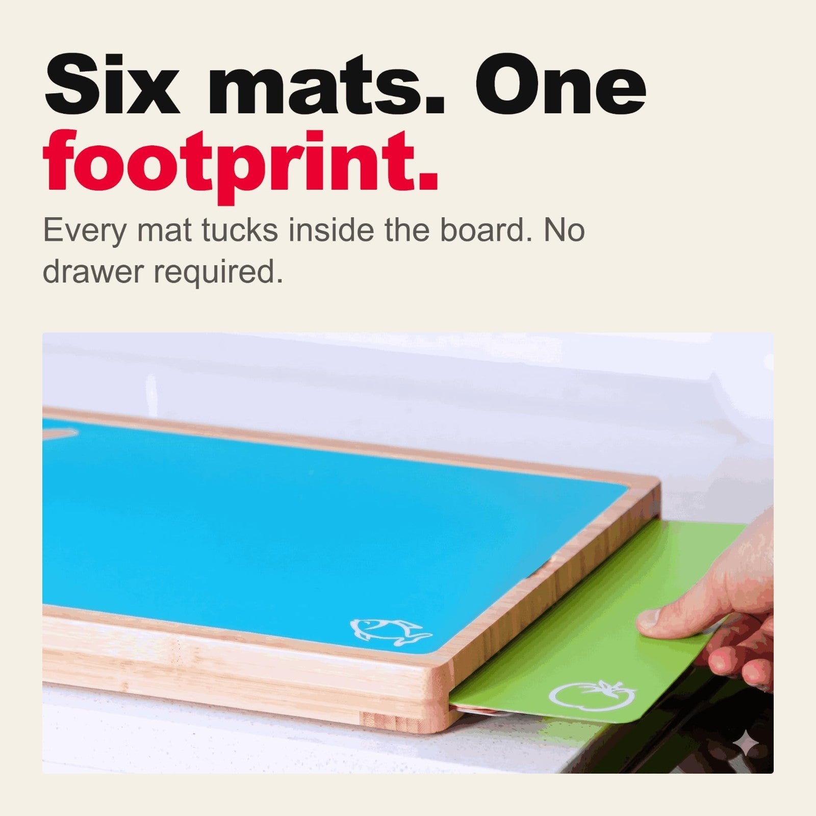 Bamboo Cutting Board Set with 6 Color-Coded Mats, Non-Slip, Easy Clean & Dishwas2