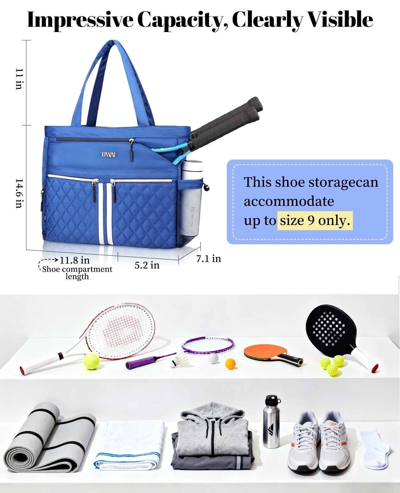 Tennis Bag for Women - Holds 2 Rackets, Ventilated Shoe Compartment, Gym & Pickl2