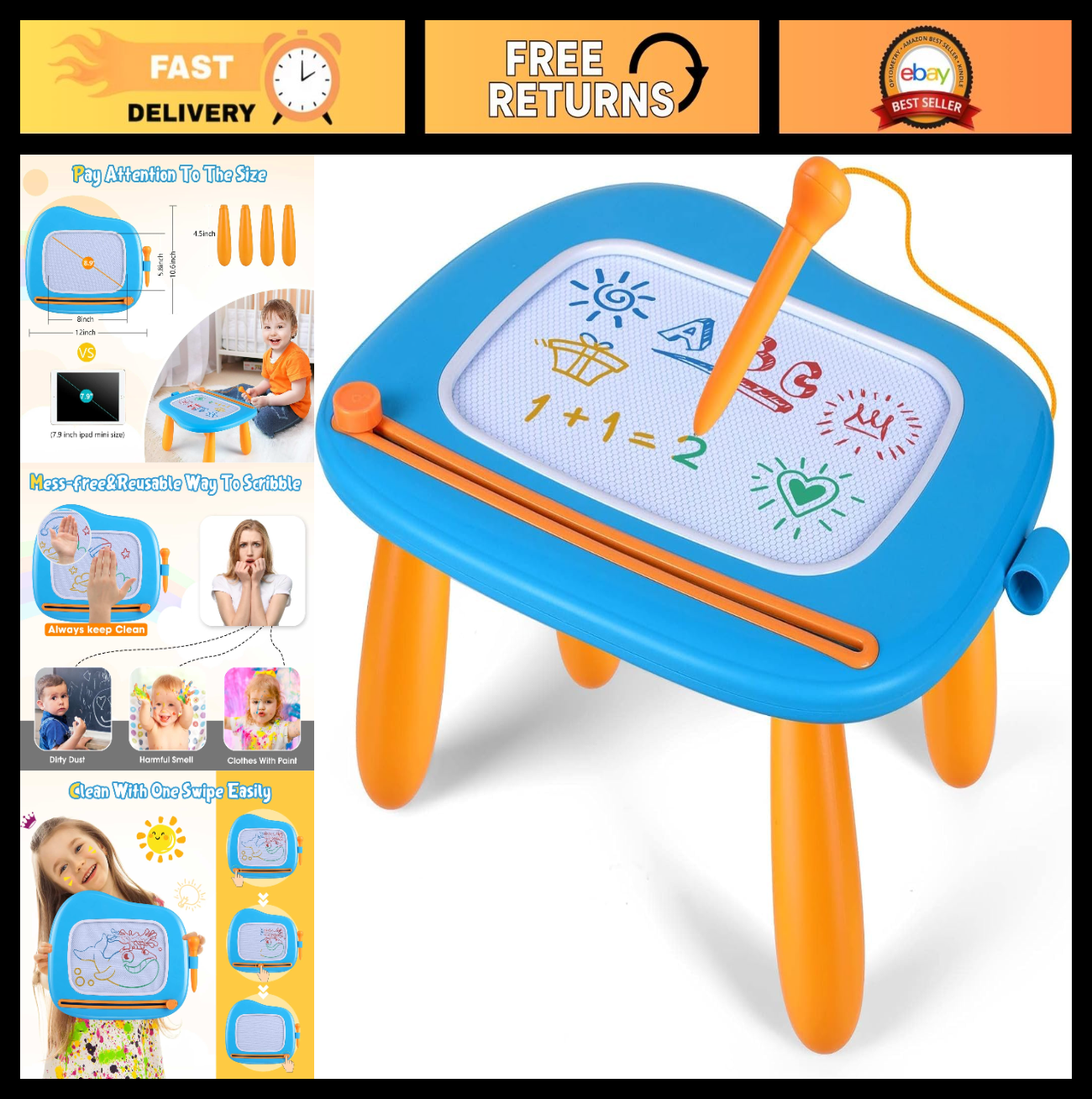 Magnetic Drawing Board for Kids - Educational Toy for Toddlers Age 1-3 - Birthda0