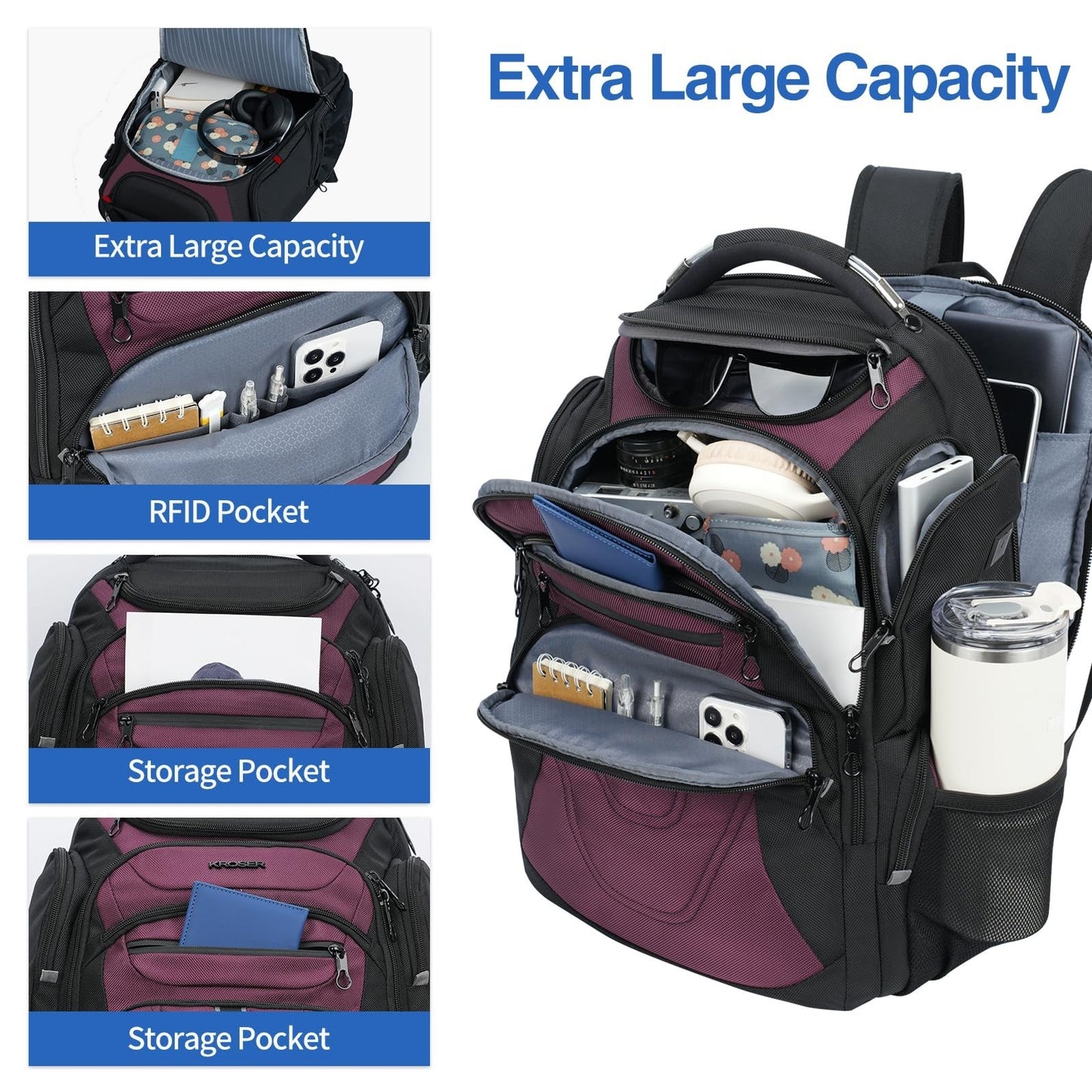 17.3 Inch Travel Laptop Backpack   XL Computer Bag for Men & Women, Durable & St3