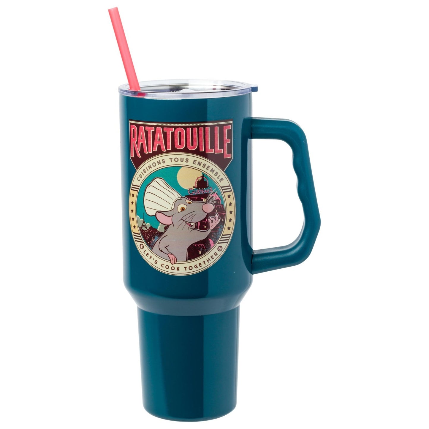 40oz Double Walled Stainless Steel Tumbler with Handle & Straw   Disney Pixar Re1