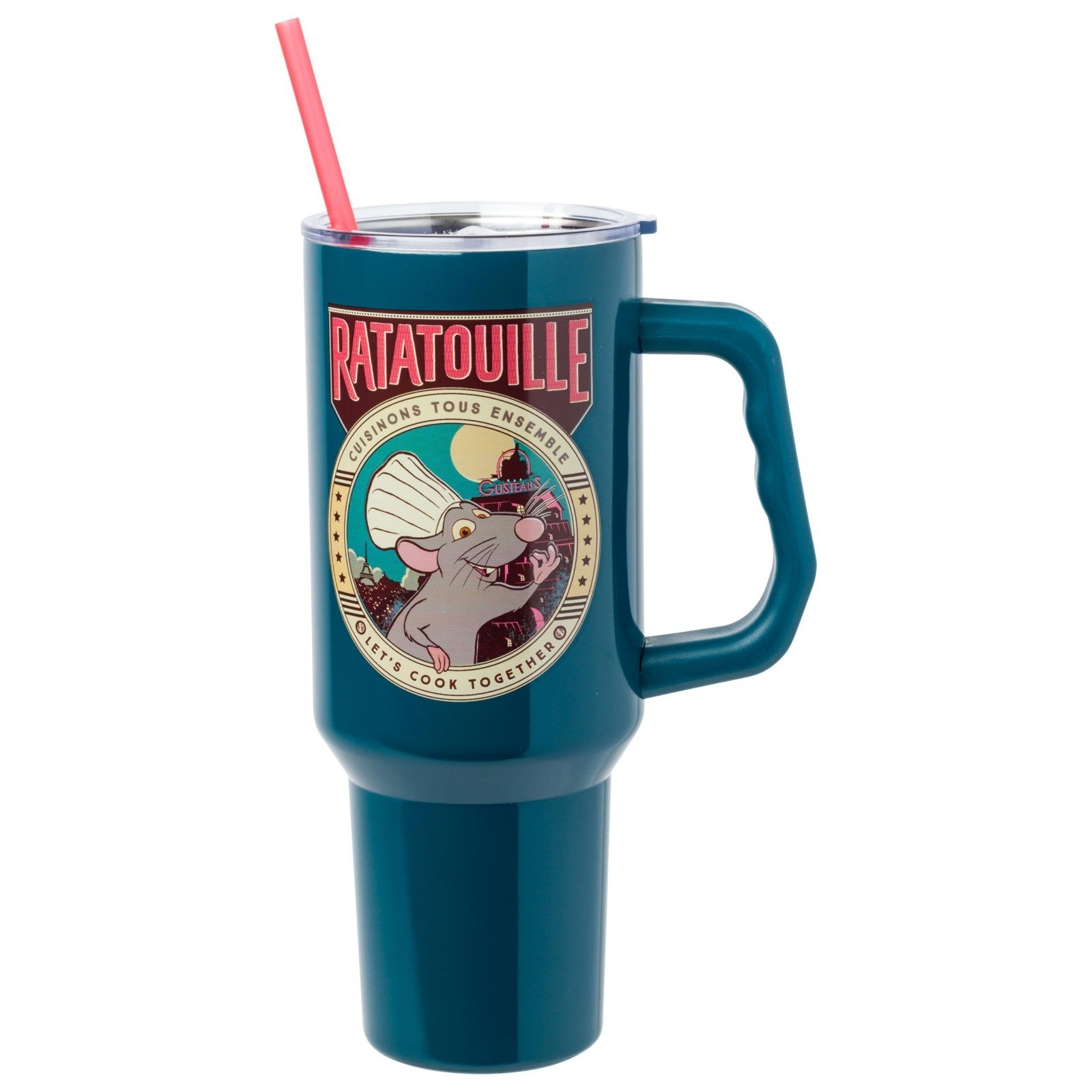 40oz Double Walled Stainless Steel Tumbler with Handle & Straw   Disney Pixar Re1