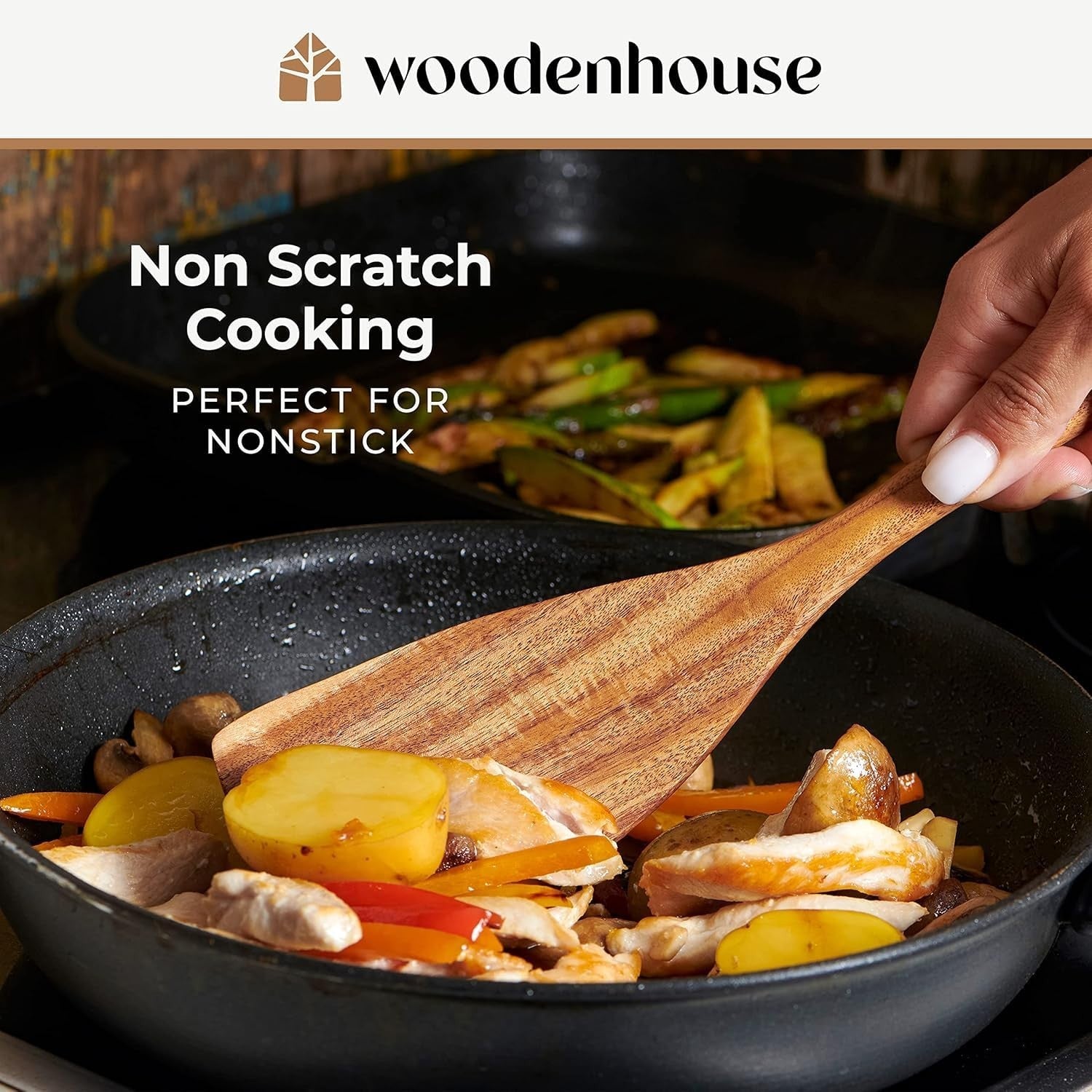10 Pcs Wooden Cooking Spoons Set   Durable Teak Utensils, Heat Resistant, Food S4