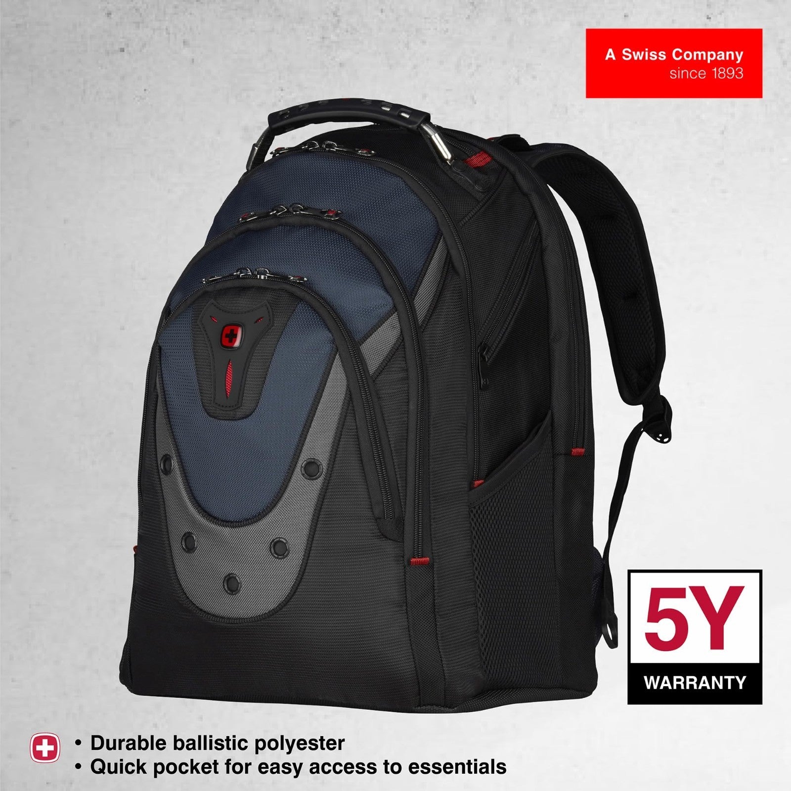 17" Laptop Backpack for Men & Women, Stylish Black/Gray/Blue Bag, Durable & Spac4
