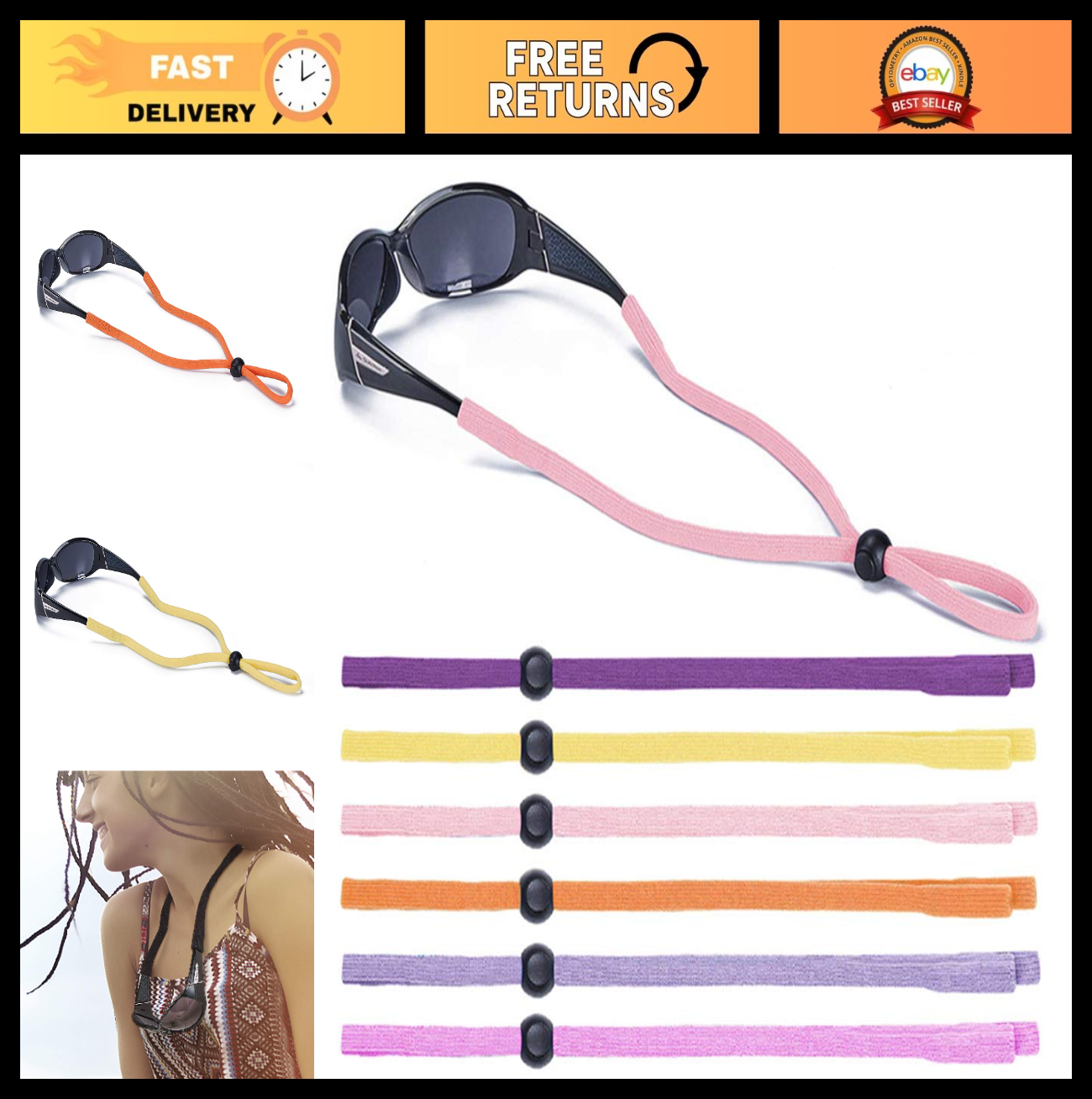 Universal Eyeglass Lanyard - 6-Pack Eyewear Retainer Cord for Reading, Sports &0