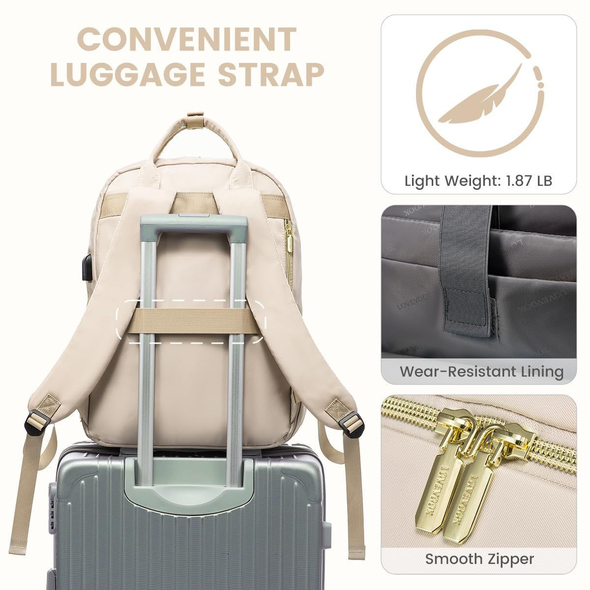 Stylish 15.6" Laptop Backpack for Women, Waterproof USB Daypack for Work & Trave5