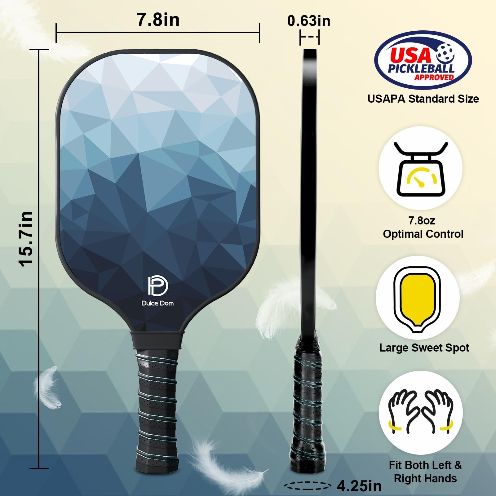 Pickleball Paddles Set of 2/4 - USAPA Approved Fiberglass Graphite Rackets & Bag3
