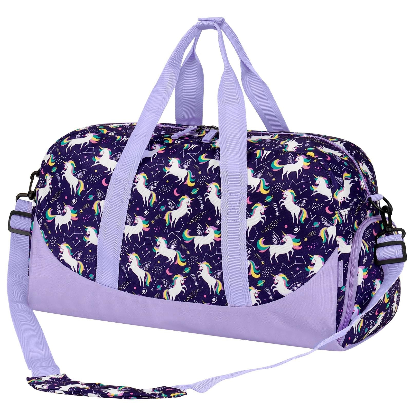 Unicorn Duffle Bag for Kids - Large Overnight Travel Bag with Shoe Compartment,1