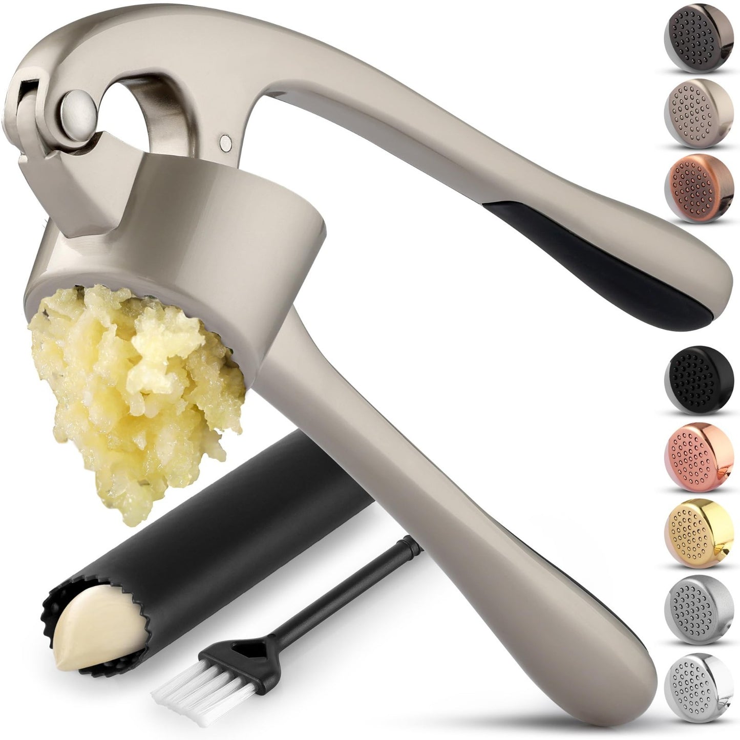 Premium Garlic Press Set   Large Bowl, Rust Proof Mincer Tool, Easy Squeeze Peel1