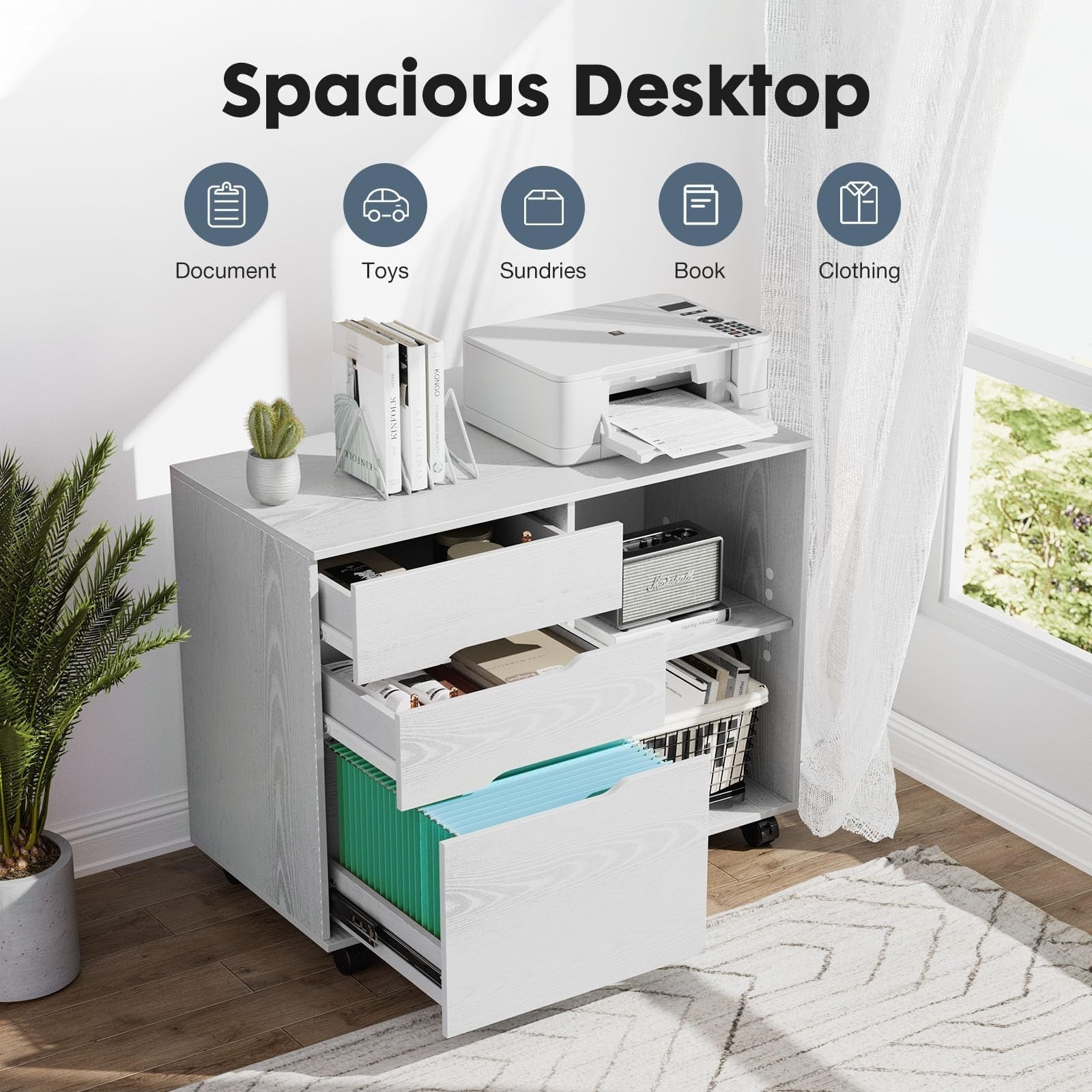 3 Drawer File Cabinet   Rolling Lateral Storage, Adjustable Shelves, Home Office3