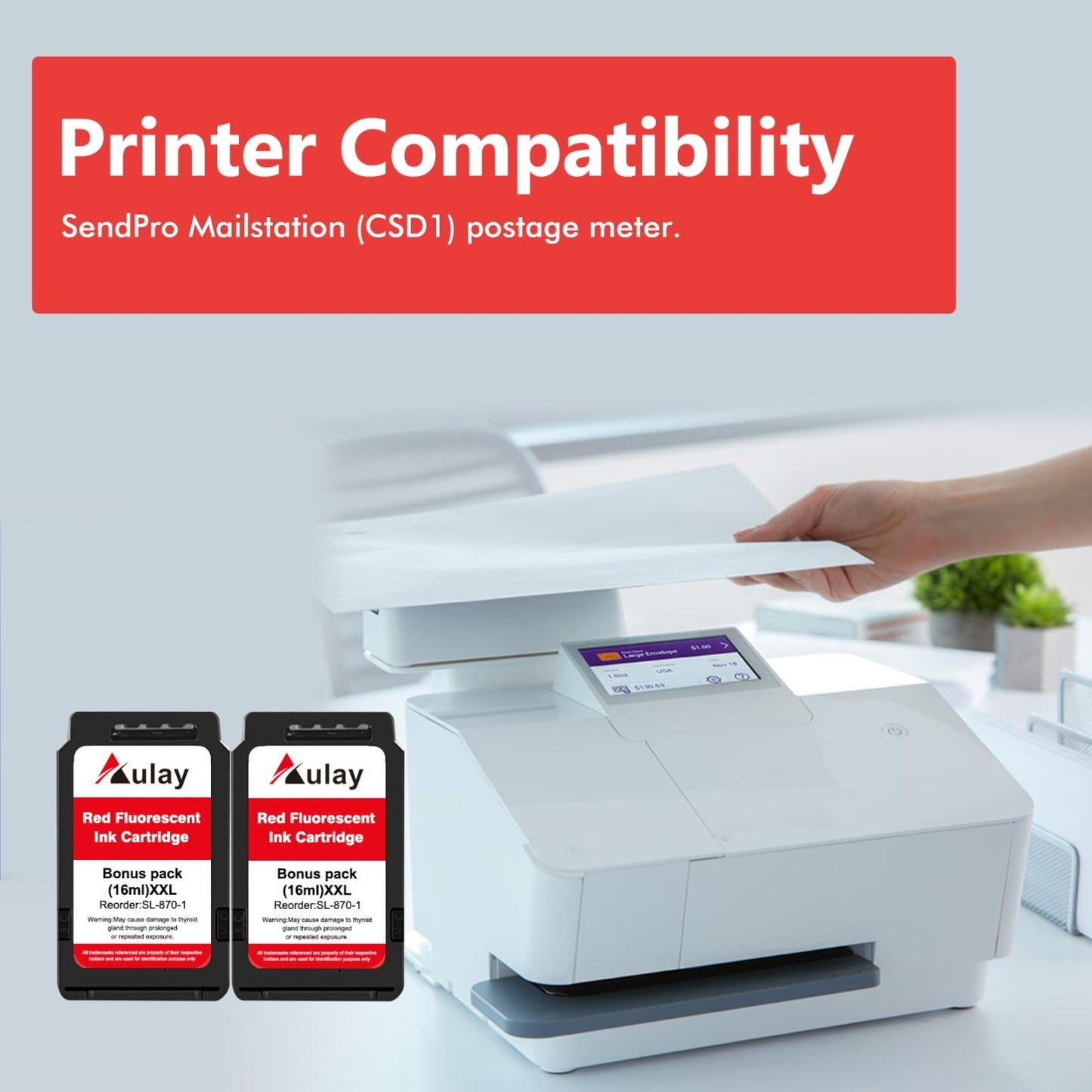 Red Ink Cartridge Replacement for SendPro Mailstation Postage Machines - 16ML, 22