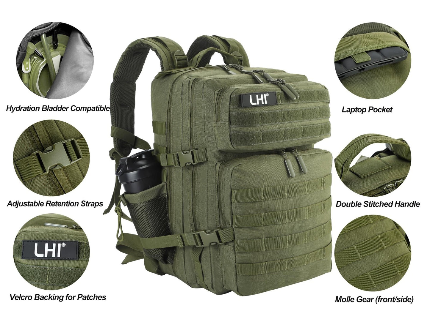 Tactical Military Backpack 45L   3 Day Assault Rucksack with Molle System, Army7