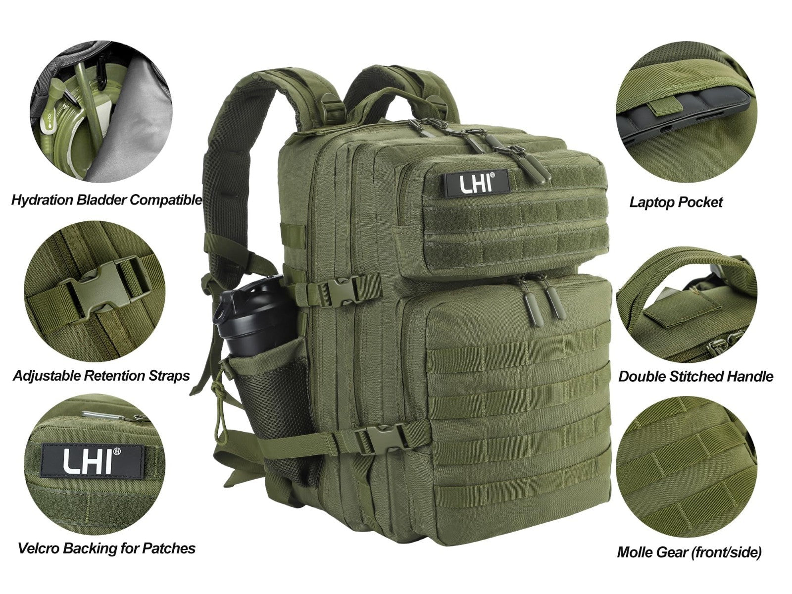 Tactical Military Backpack 45L   3 Day Assault Rucksack with Molle System, Army7