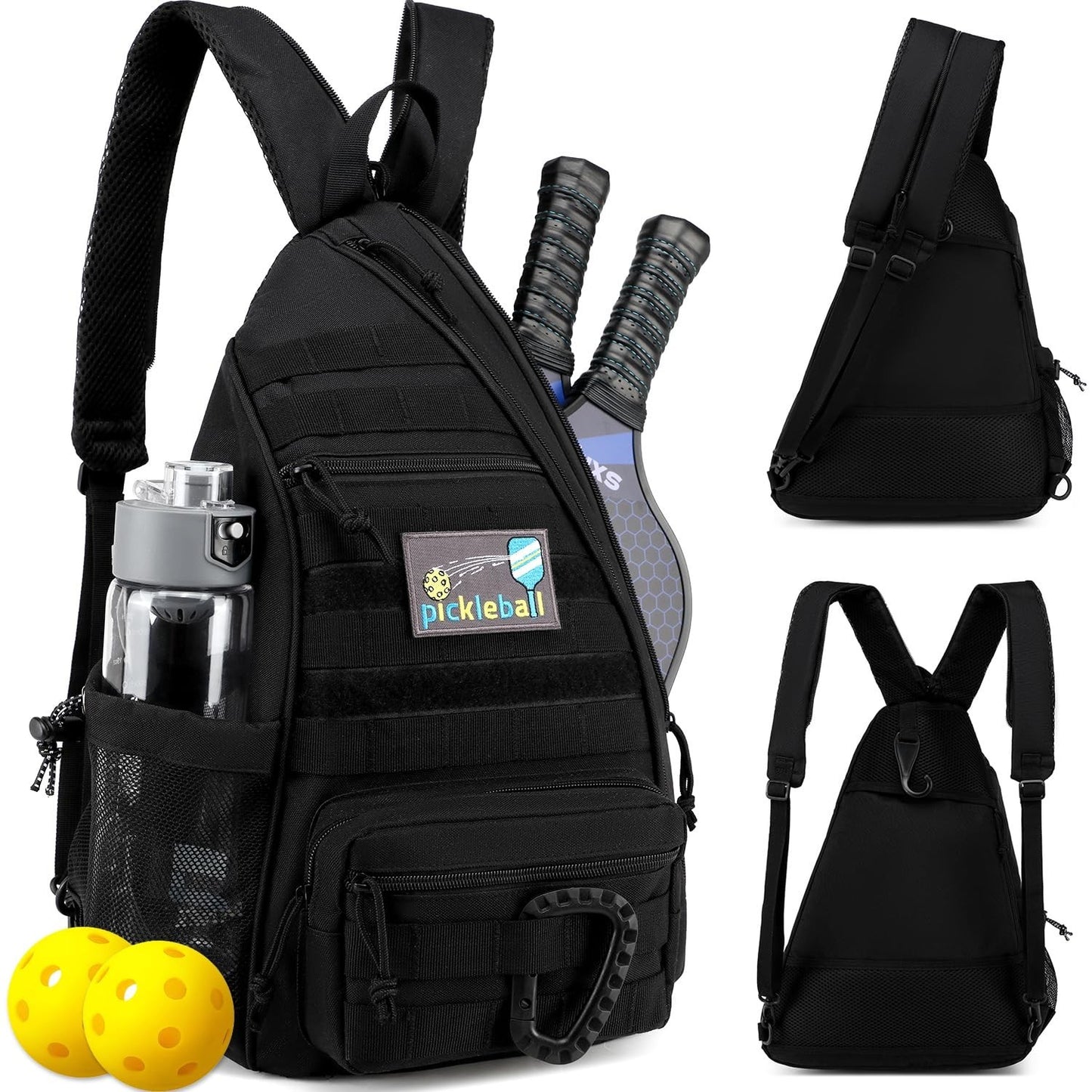 Tactical Pickleball Backpack for Men & Women | Adjustable Sling Bag with Hook &1