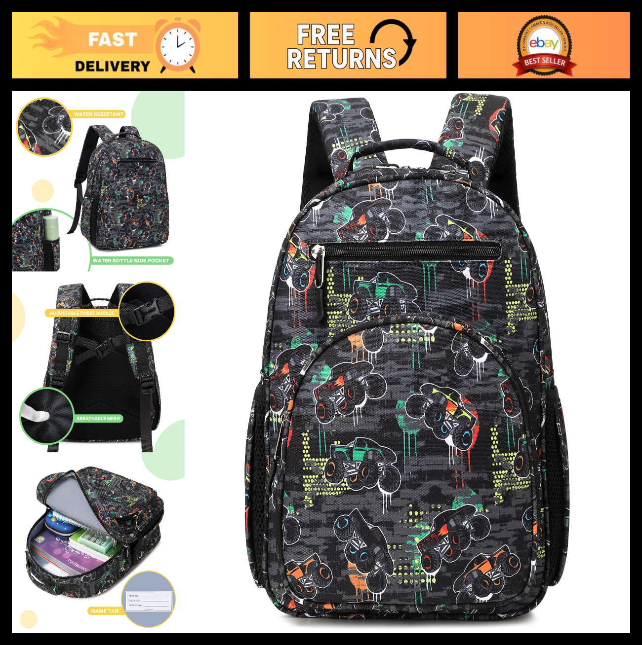 Cute Mini Toddler Backpack for Boys   Preschool Bookbag, Kids' School Bag (Cars)0