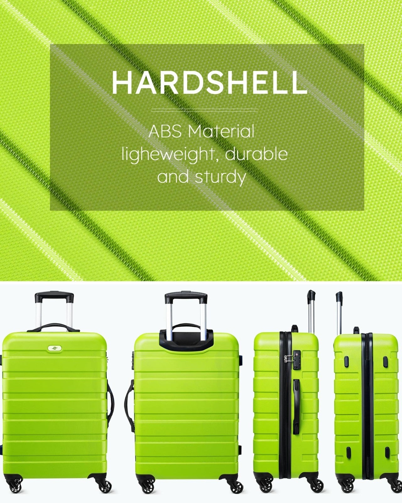 3 Piece Hard Shell Luggage Set with Spinner Wheels & TSA Lock - 20/24/28 Inch, L3