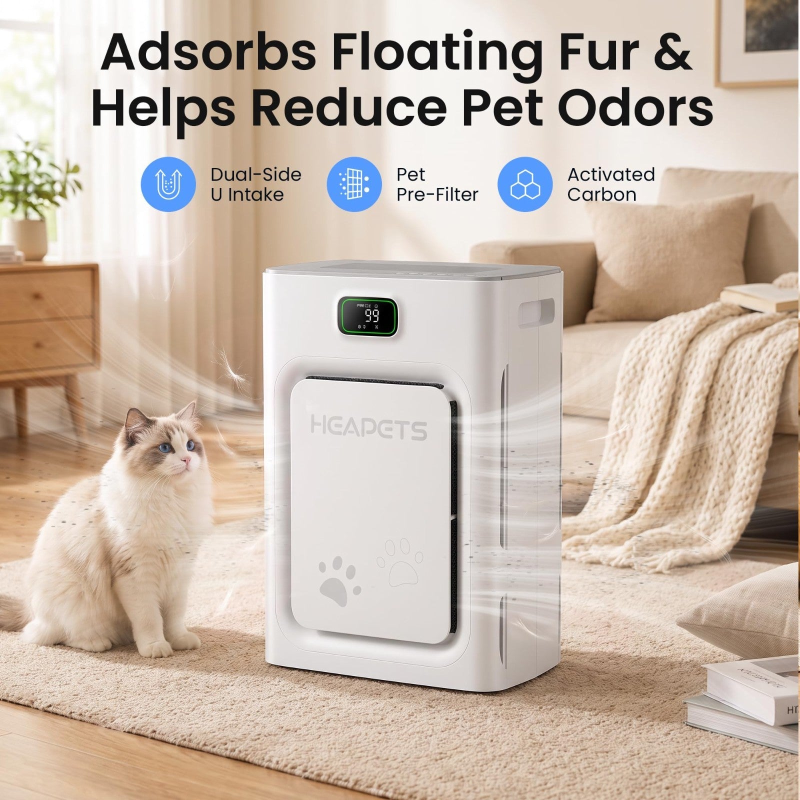 Pet Air Purifier for Large Rooms 2500 Sq Ft, H13 HEPA Filter, Washable Pre-filte2