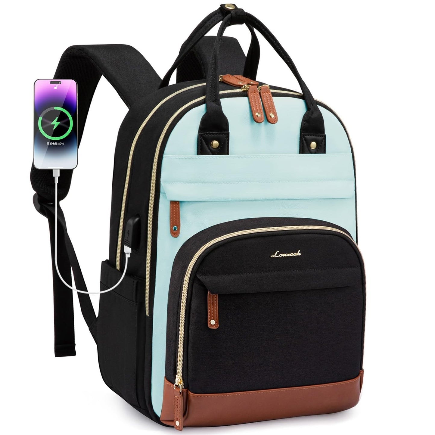 Stylish 15.6" Laptop Backpack with USB Port, Waterproof Travel Bag for Work & Sc1