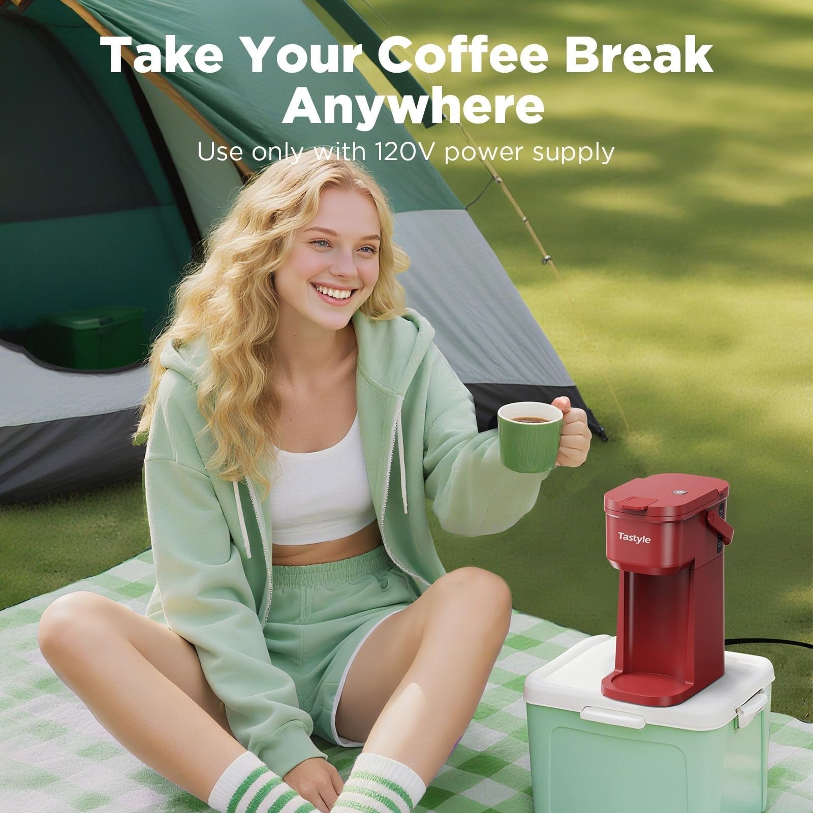 Compact Single Serve Coffee Maker for K-Cups & Grounds, Portable Mini Brewer, 6-4